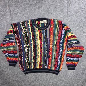 Vintage Cotton Traders Sweater Mens XL Multicolor Knit Coogi Style 90s Hong Kong